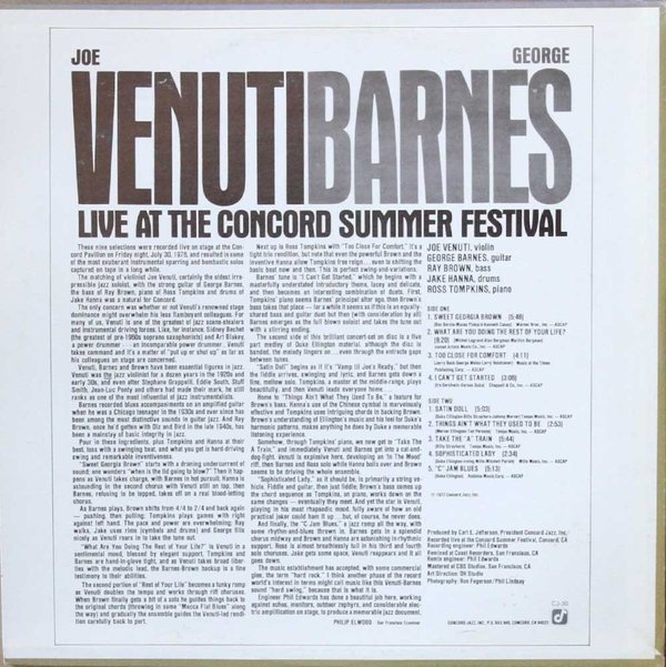 Joe Venuti, George Barnes : Live At The Concord Summer Festival