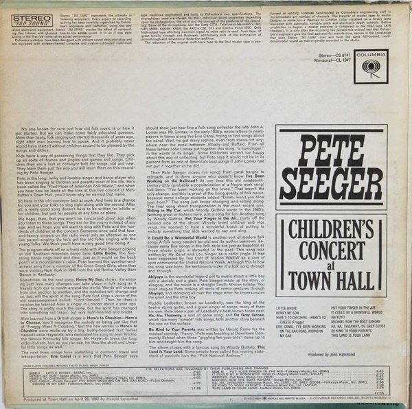 Pete Seeger : Children's Concert At Town Hall LP (Käyt)