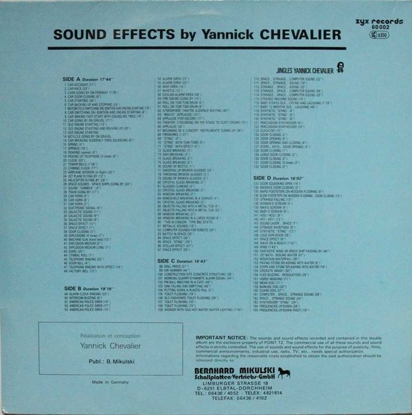 Yannick Chevalier ‎: Sound Effects Vol. 6 (2LP)
