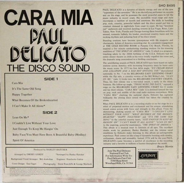 Paul Delicato : Cara Mia LP (Käyt)