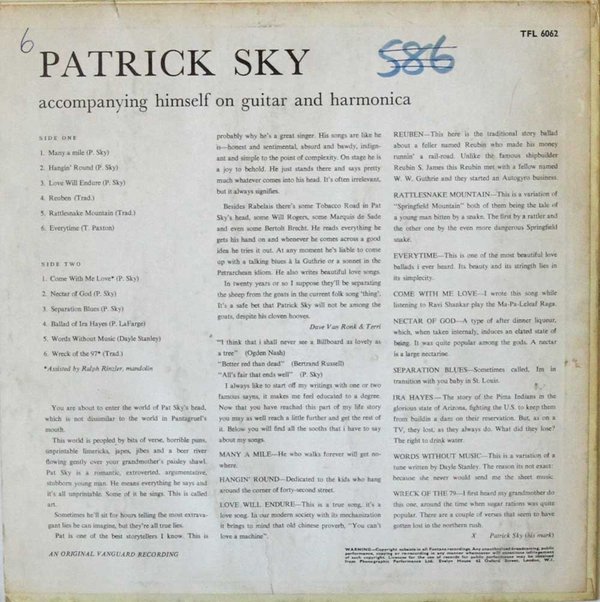 Patrick Sky : Patrick Sky LP (Käyt)
