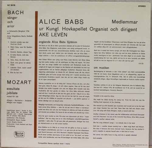 Alice Babs, Bach, Mozart : Sånger Och Arior / Esultate, Jubilate