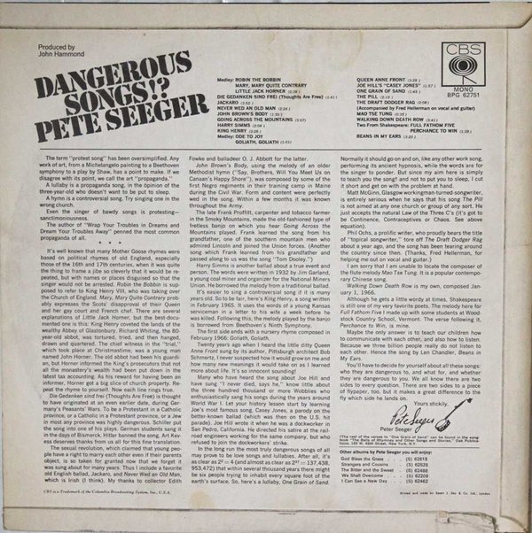 Pete Seeger : Dangerous Songs!? LP