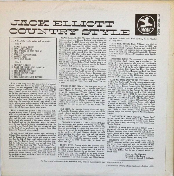 Jack Elliott : Country Style LP