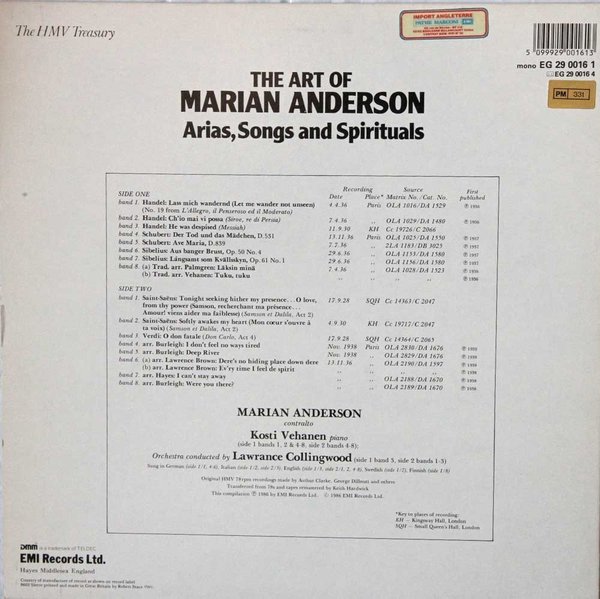 Marian Anderson : The Art Of, LP