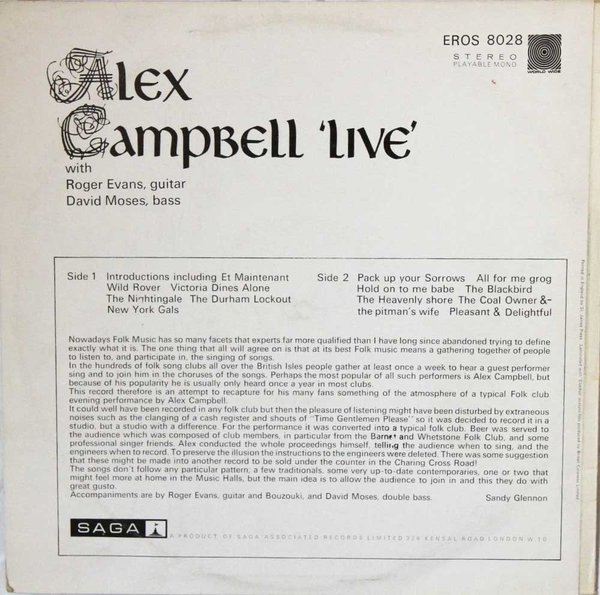 Alex Campbell : Live LP
