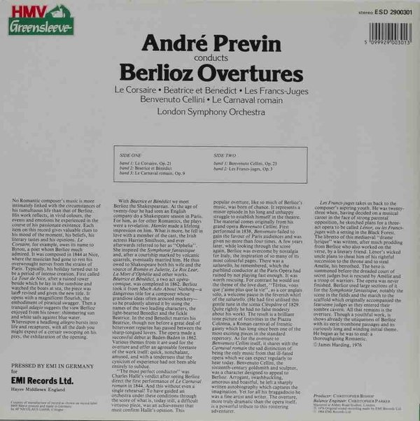Hector Berlioz / The London Symphony Orchestra / André Previn : Berlioz Overtures LP