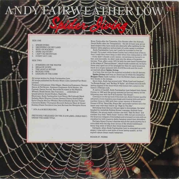 Andy Fairweather Low : Spider Jiving LP (Käytetty)