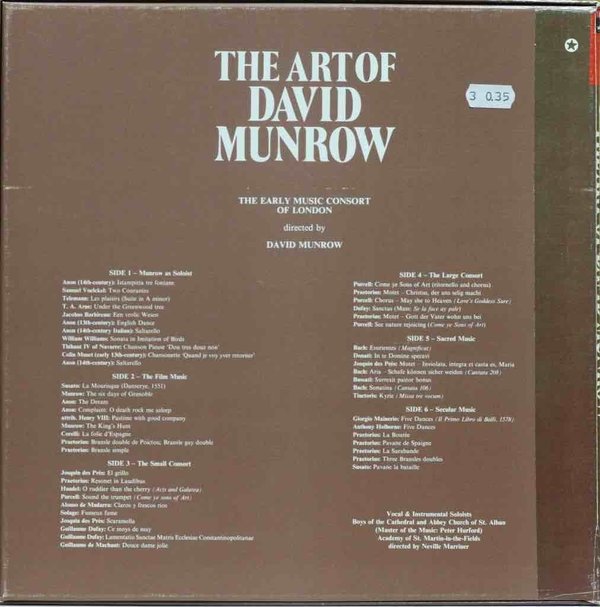 David Munrow / The Early Music Consort Of London : The Art Of David Munrow 3LP Box (Käyt)
