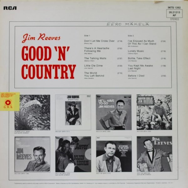 Jim Reeves : Good 'N' Country LP Käyt
