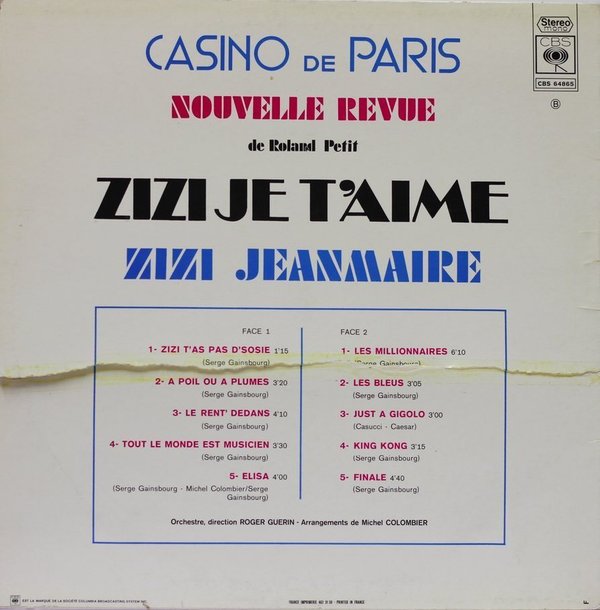 Zizi Jeanmaire : Zizi Je T'Aime LP (Käyt)