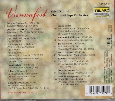 Erich Kunzel, Cincinnati Pops Orchestra : Viennafest CD (Käyt)