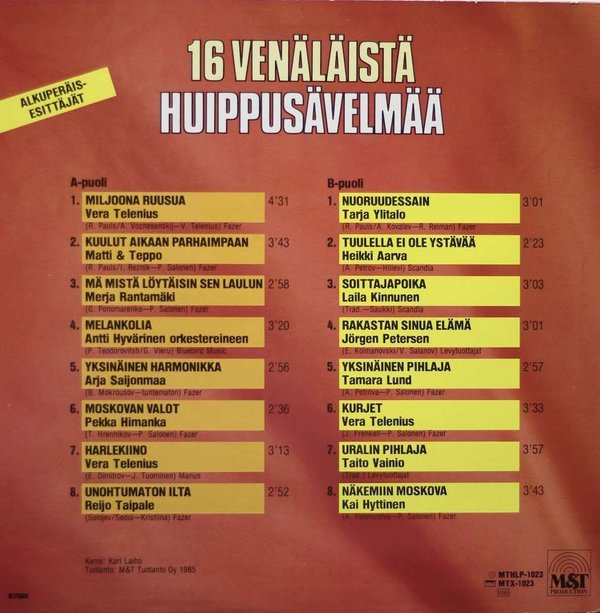 V/A : 16 venäläistä huippusävelmää LP (Käyt)
