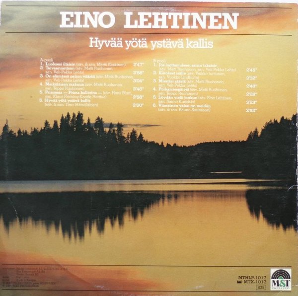 Eino Lehtinen : Hyvää yötä ystävä kallis LP (Käyt)