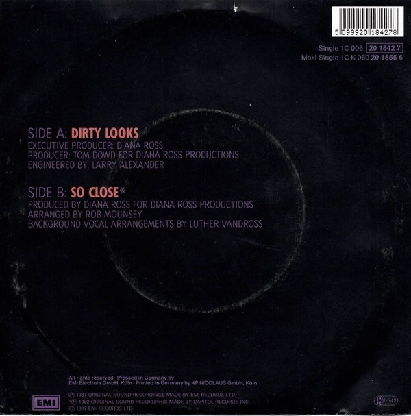 Diana Ross : Dirty Looks 7" (Käyt)