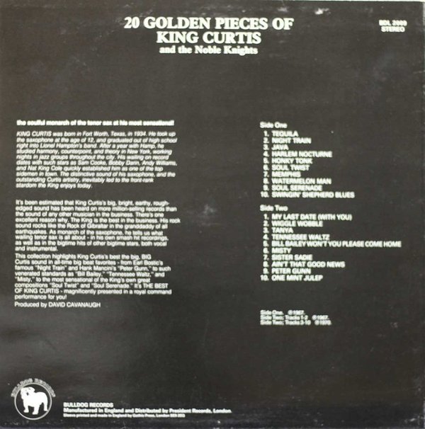 King Curtis and The Noble Knights : 20 Golden Pieces of King Curtis LP (Käyt)