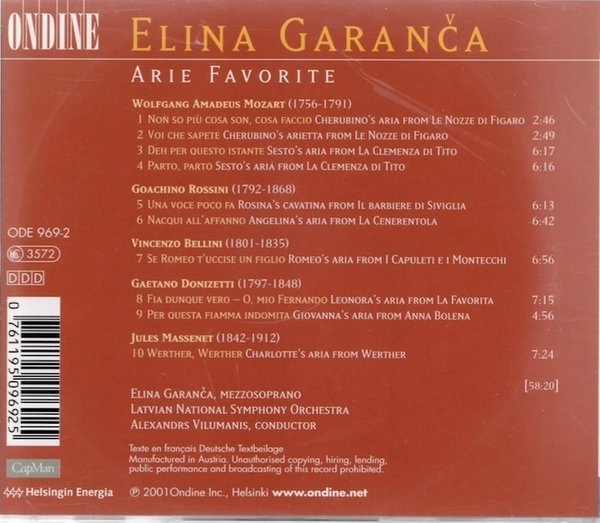 Elīna Garanča / Latvian National Symphony Orchestra / Alexandrs Vilumanis : Arie Favorite CD (Käyt)