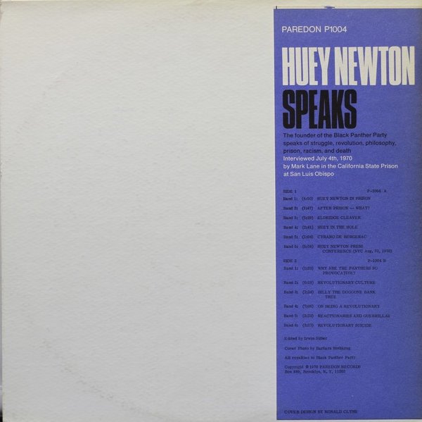 Huey Newton : Huey Newton Speaks LP (Käyt)