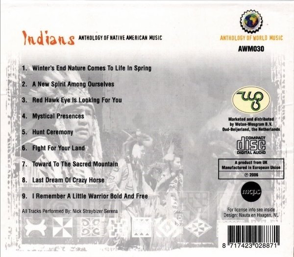 Nick Straybizer Serena : Indians: Anthology of Native American Music CD (Käyt)