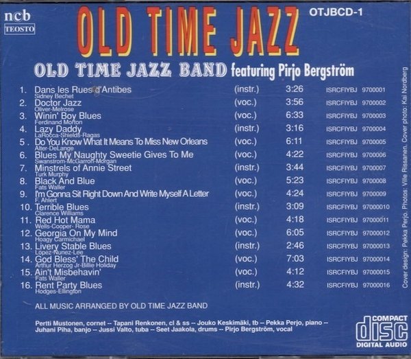 Old Time Jazz Band Featuring Pirjo Bergström : Old Time Jazz CD (Käyt)
