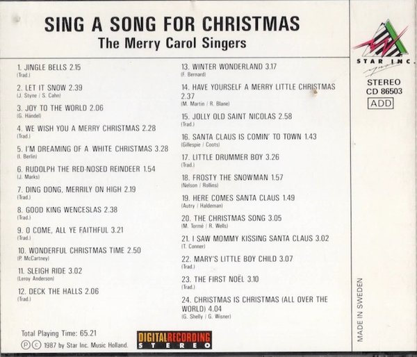 Merry Carol Singers: Sing A Song For Christmas CD (Käyt)