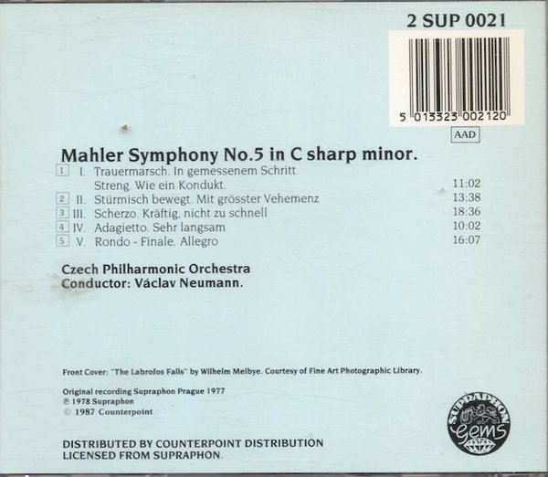 Mahler / Neumann: Mahler Symphony No. 5 In C Sharp Minor CD (Käyt)