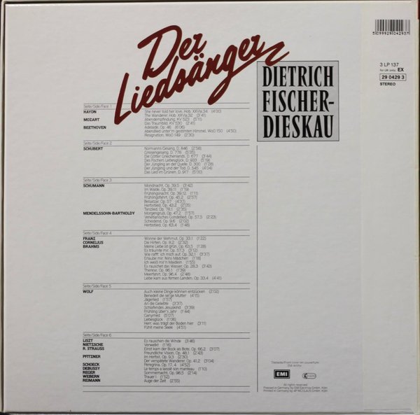 Dietrich Fischer-Dieskau: Der Liedsänger 3LP (Käyt)