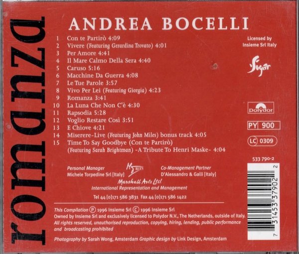 Andrea Bocelli: Romanza CD (Käyt)
