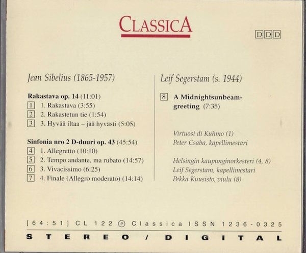 Sibelius / Segerstam / Helsingin kaupungin orketeri: Sibelius ja Segerstam Japanissa CD (Käyt)
