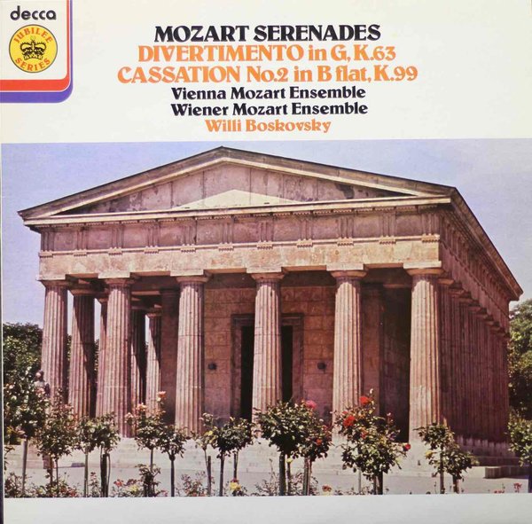 Mozart / Vienna Mozart Ensemble: Divertimento In G, K. 63 / Cassation No.2 in B flat, K.99 LP (Käyt)