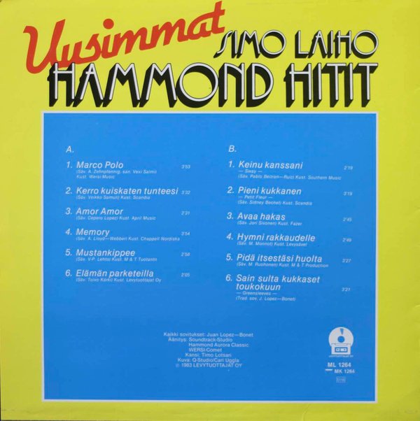 Simo Laiho: Uusimmat Hammond hitit LP (Käyt)