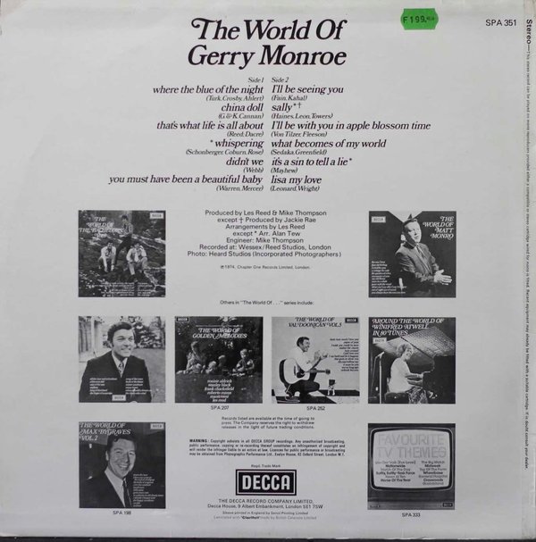 Gerry Monroe: The World Of Gerry Monroe LP (Käyt)
