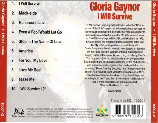 Gloria Gaynor: I Will Survive CD (Käyt)