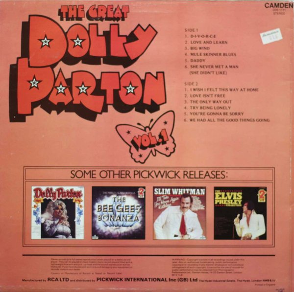 Dolly Parton: The Great Dolly Parton Vol. 1 (D-I-V-O-R-C-E) LP (Käyt)