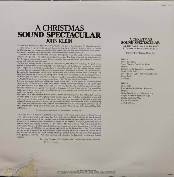 John Klein: A Christmas Sound Spectacular LP (Käyt)