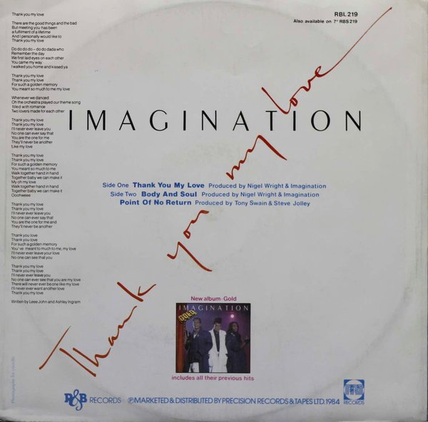 Imagination: Thank You My Love 12" (Käyt)