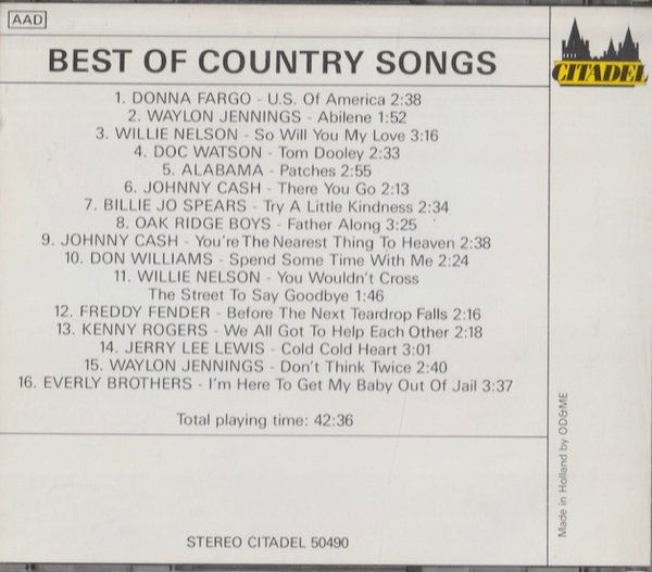 V/A : Best Of Country Songs CD (Käyt)