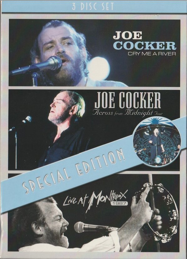 Joe Cocker: Cry Me A River / Across From Midnight Tour / Live At Montreux 3DVD (Käyt)