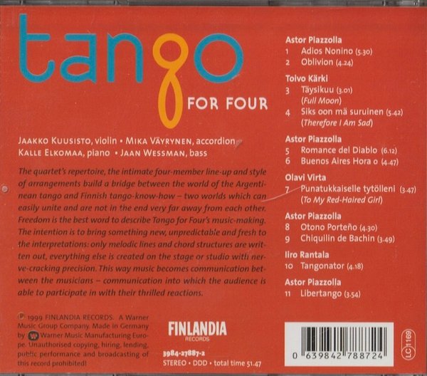 Jaakko Kuusisto / Mika Väyrynen / Kalle Elkomaa / Jaan Wessman: Tango For Four CD (Käyt)
