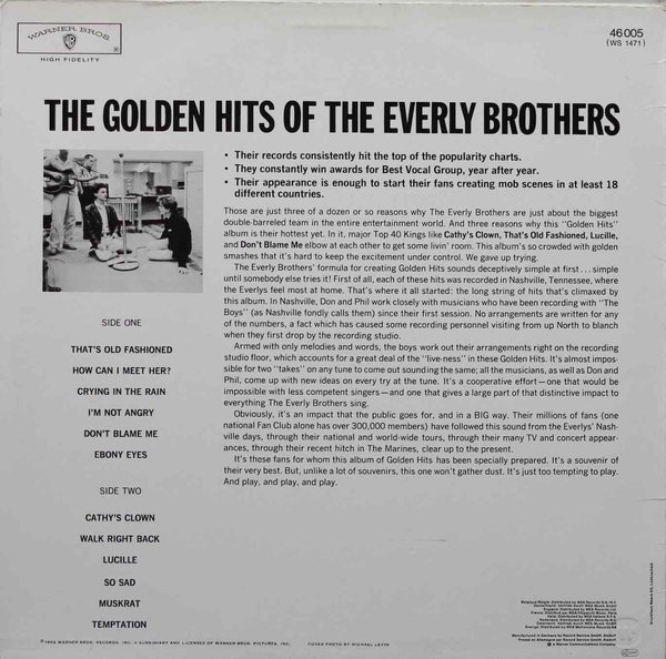 Everly Brothers: The Golden Hits Of The Everly Brothers LP (Käyt)